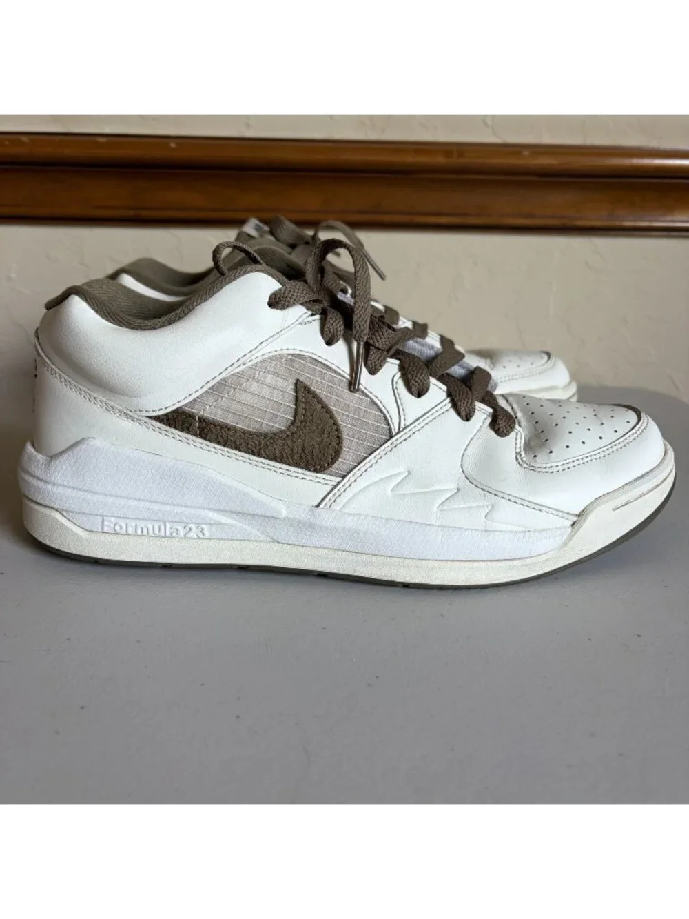 Nike Jordan Stadium 90 'Brown Kelp' Shoes Women's US 10 Sail Leather Grid Textur